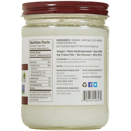 Nutiva Organic Virgin Coconut Oil - 14 Oz