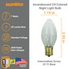 Sunlite Incandescent C9 Colored Night Light Bulb, 7 watts, 120 Volts, Intermediate E17 Screw Base, 2000 Rated Hours, Christmas-Lights Nightlight, Clear, 25 Pack