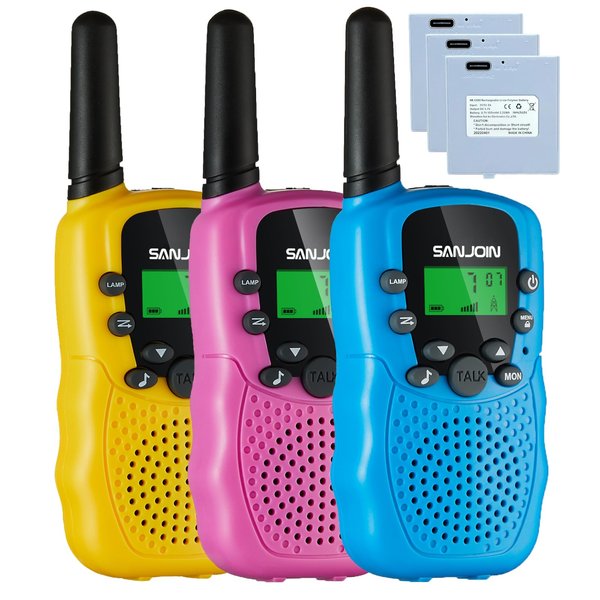 Toys for 3-8 Year Old Boys Girls, Long Range Walkie Talkies for Kids 2 Way Radios 22 Channels with Backlit LCD Flashlight for Outside Adventures, Camping, Hiking (Rechargeable)