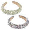 Yonchic 2-Piece Rhinestone Headband, Bling Diamond Headbands for Women Girls Thin/Medium Thick Hair, Glitter Sparkle Jeweled Hair Accessories (Green & Colorful)