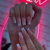 Enppode Pink Press on Nails Long Acrylic Nails Coffin Fake Nails with Glitter Full Cover Glossy Nails 24PCs