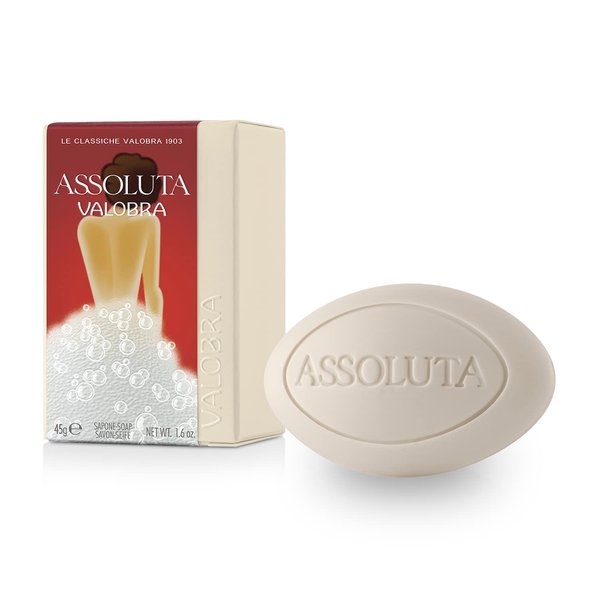 Valobra Bar Soap Assoluta, Travel Size Soap Bar with Shea Butter, Geranium, Rose & Patchouli, 1.6 oz/45g