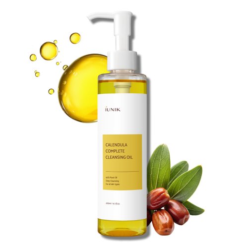 IUNIK Calendula & Jojoba Oil-Infused Vegan Cleansing Oil – Gentle Blackhead Melting & Makeup Remover Facial Cleanser w/ 94% Plant-based Oils Korean Skincare