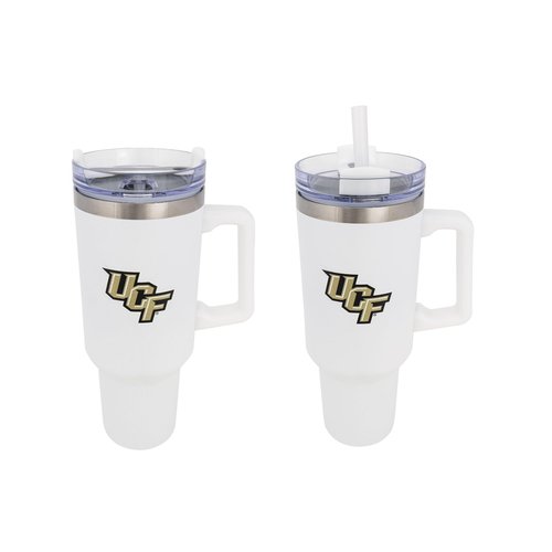 Desert Cactus UCF University of Central Florida Knights Large Insulated Stainless Steel Handle Lid Straw Reusable Double Walled Cup Hot Cold Drinkware Laser Etched (40oz Ounce Rally Tumbler Design B)
