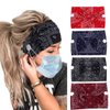 Vinyl Quote Me 4 Pieces headbands with buttons mask Boho yoga fashion Headband knotted elastic button headband for face mask nurses women masks head bands stretch wide