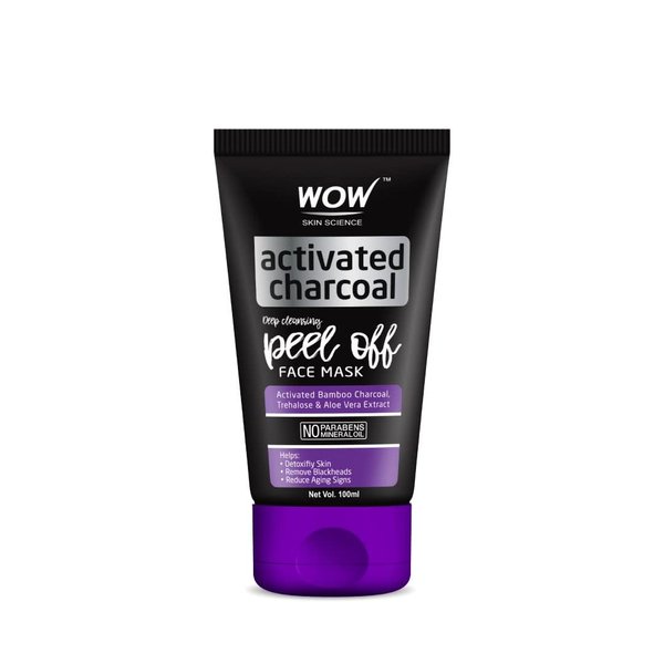 WOW Activated Charcoal Face Mask - Peel Off - No Parabens & Mineral Oils (60mL)