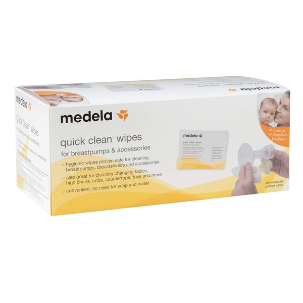 Medela Quick Clean Breast Pump And Accessory Wipes, 40 Count, Individually Wrapped Convenient And Hygienic On-The-Go Cleaning Of Tables, Countertops, Chairs, And More