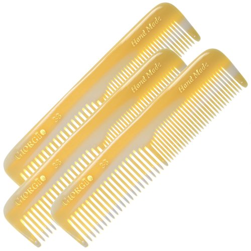 Giorgio G33 FineTooth and WideTooth Pocket Comb - Hair Styling Comb for Men and Women, Handmade Beard Comb for Men, Barber Comb, and Mustache Comb for Grooming,Saw Cut and Polished Travel Comb