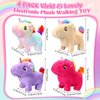 Halloscume 4 Pcs Interactive Electronic Plush Unicorn Stuffed Animal Walking Barking and Wagging Tail Toys for Christmas Classroom Kids Birthday Gifts 7"