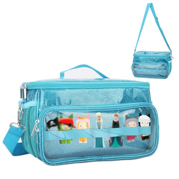 Taladad Carrying Bag for Tonie Figures Toniebox Starter Set Case,Tonie Characters Storage and Organizer with Shoulder Strap,Tonies Box Starter Set,Tonies Headphones,Charging Bag (Blue)