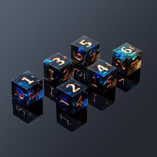 Yiotfandoll 6PCS Polyhedral Dice D6 Dice 16mm Resin Dice Game Dice for RPG MTG DND Dice Table Games (Black Green)