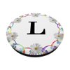 Cell Phone Pop Out Holder,Floral White Daisy Flower Letter L PopSockets Grip and Stand for Phones and Tablets