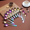 Rainbow Teaspoons 6.5" Set of 12, Berglander Stainless Steel Titanium Plating Shiny Mutil-Color Tea Spoons Silverware, Colorful Tea Spoon Small Dessert Spoon Teaspoon Easy To Clean Dishwasher Safe