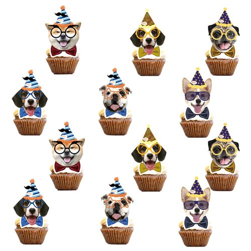 48pcs dog Birthday Party Supplies,Pet Dog Birthday Party Cupcake Toppers for Kids Gift Birthday Party Favors Kid's Birthday Party cake Decoration Supplies (48pcs dog)