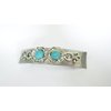 Blue stone silver tone metal design native tribal hair clip barrette