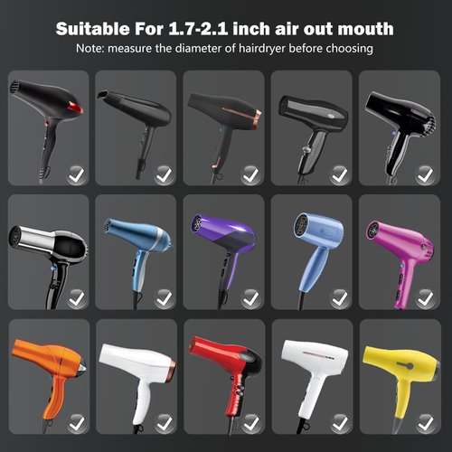 Universal Diffuser Hair Dryer Attachment:Hair Diffuser For Curly Hair,Curly Hair Diffuser,Black Hair Diffuser Attachment For Hair Dryer Nozzles From 1.7 To 2.1
