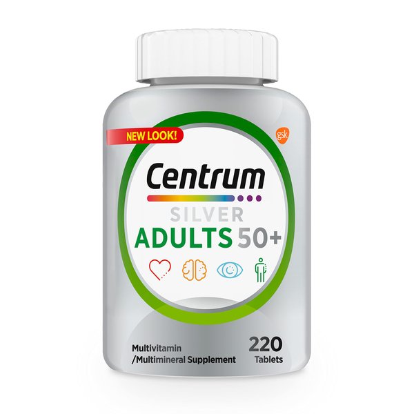 Centrum Silver Multivitamin for Adults 50+, Gluten Free, Non-GMO, Supports Memory and Cognition