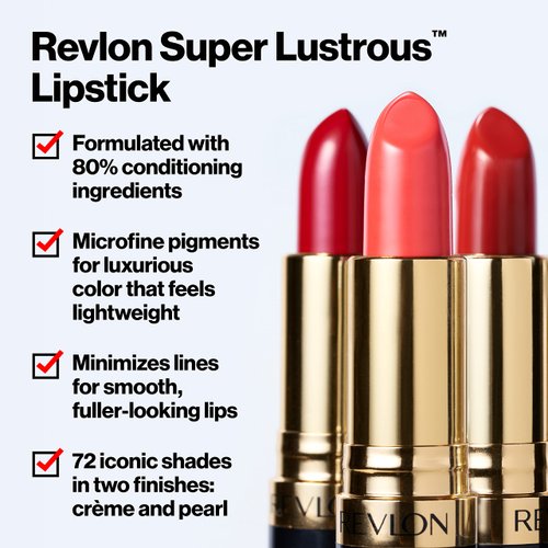 Revlon Super Lustrous Lipstick, High Impact Lipcolor with Moisturizing Creamy Formula, Infused with Vitamin E and Avocado Oil in Pinks, Sky Line Pink (025) 0.15 oz