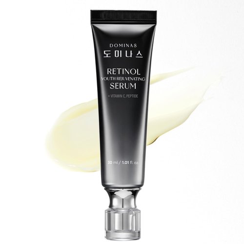DOMINAS Korean Retinol Serum for Face (1fl oz) - Youth Rejuvenating Face Ampoule for Improving Fine Lines & Reducing Dark Spots. Skin Care for Day & Night Use. Vitamin C, Niacinamide, Peptide