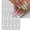 8 Sheets Flower Nail Art Stickers White Flower Nail Decals 3D Self Adhesive White Cherry Blossoms Nail Art Design Floral Nail Art Supplies for Acrylic Nail Women Girls Manicure DIY Decoration