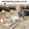 Baby Musical Instruments | Montessori Wooden Toys for Toddlers 1-3, Neutral Color Percussion Instruments Set with Modern Boho Xylophone Tambourine, Educational Musical Toys for Boys Girls 3+