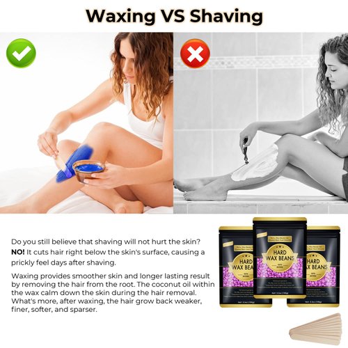 Wax Beads for Hair Removal, Keethem 10.5oz Hard Wax Beans Coarse Hair Waxing Beads for Face, Eyebrow, Bikini Brazilian for Women Men with 10 Applicators 3 packs Violet