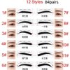 84/60 Pairs Lazy Quick Eyebrow Stickers 12 Styles Eyebrow Card Template Eyebrow Aids Guide Tattoos Makeup Tools Adjustable (84pcs)