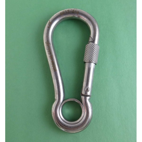 US STAINLESS Stainless Steel 316 Spring Hook with Screw Nut and Eyelet Carabiner 1/2" (12mm) Marine Grade