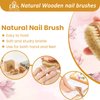 Wooden Fingernail Nail Brushes for Cleaning, Finger Nails Scrub Brush to Clean Fingernails Toenails, Natural Boar Sisal Bristle Two-sided Non-slip Hand Foot Nails Cleaner Scrubber for Men Women Kids