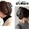 Halloween Hair Clips Silver & Black Hair Claw Clips Halloween Spider Web Shape Hair Barrette Metal Hair Jaw Clips Strong Hold Hair Accessories for Women 2PCS
