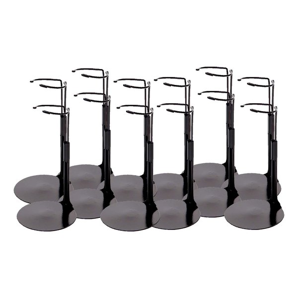 Kaiser Black 2075 - Action Figure Stand with Expandable Waist Wire for 6.5"-11" Dolls - 12 pcs