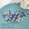 Catery Bride Wedding Hair Comb Blue Rhinestone Side Combs Bridal Hair Piece Headpiece Hair Accessories Headpiece for Women Pack of 1(Blue)