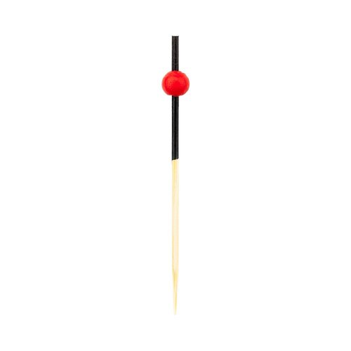 Restaurantware 2.5 Inch Decorative Skewers 1000 Mini Ball Design Decorative Bamboo Skewers - Sharp Point Sturdy Black And Red Bamboo Decorative Picks For Appetizers Or Garnishes