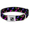 Dog Collar Seatbelt Buckle 3 D Glasses Stars Multi Color 18 to 32 Inches 1.5 Inch Wide