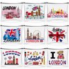 Huhumy 9 Pcs City Cosmetic Bag New York Souvenir Zipper Pouch Los Angeles Souvenir Gifts Italy Paris Broadway Alaska Makeup Purse for Girls Women Traveler Birthday Christmas Party Favors (London)