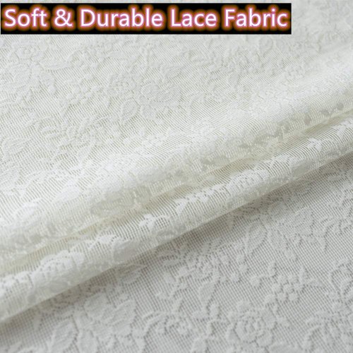 H.ebony Beige Rose Lace Cafe Sheer Curtains Window Drapes for Kitchen Living Room Rod Pocket Retro Style Vintage to Light Filtering Airy Set of 2 Panels 45 Inch Long Ivory