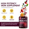 Vitacook Iron Supplement for Women Men | High Potency Iron 65mg with Vitamin C 250mg | Stomach Friendly Iron Pills for Red Blood Cell & Immune Support | Vegan, Non-GMO & Gluten Free | 60 Iron Tablets