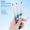 INENK Metal Blue Nail Art Clean Up Brushes for Cleaning Polish Mistakes on the Cuticles, Acetone Resistant Nail Brush, Fingernail Cleaning Brushes for Nail Art and Designs (Round&flat&Bevel)