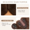 Rich Choices Human Hair Topper 12inch Hair Toppers for Women Real Human Hair #2 Dark Brown Hair Toppers for Thinning Hair Clip in Hair Topper Hand-made Silk Base More Realistic