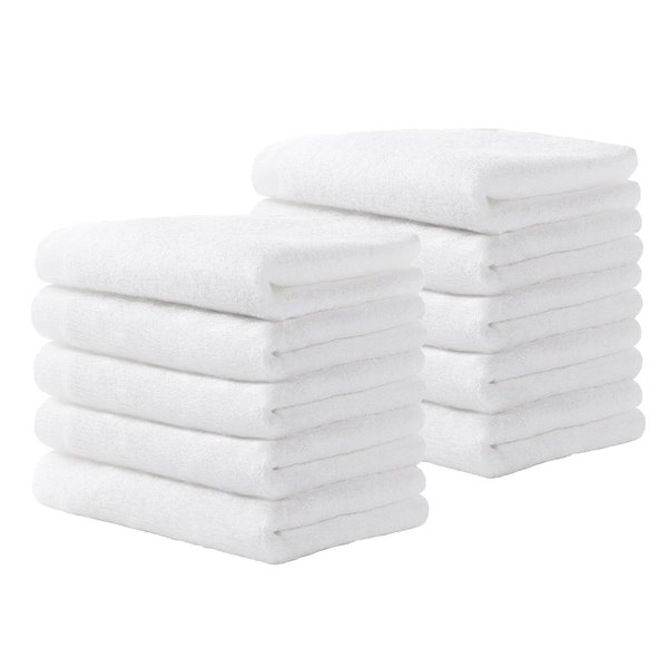 Yoofoss Luxury Washcloths Towel Set 10 Pack Baby Wash Cloth for Bathroom-Hotel-Spa-Kitchen Multi-Purpose Fingertip Towels & Face Cloths - White