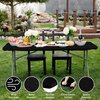 Shamrock Home Polyester 4ft Fitted Tablecloth Elastic Rectangle Table Cover, Table Cloth, Fitted Table Covers for 4 Foot Tables, Picnic Table Cover Indoor Outdoor, Washable 48x24 inch, Black
