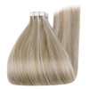 RUNATURE Tape in Hair Extensions Human Hair 20 Inch Straight Real Hair Tape in Extensions Long Remy Tape ins Human Hair Extensions Ash Brown with Platinum Blonde Glue in Hair Extensions 50g 20pcs
