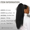 FAVE Kinky Straight Ponytail Natural Black Claw Clip in Ponytail Yaki Ponytail Extension for Black Women Soft & Fluffy Synthetic Kinky Ponytail 24 Inches Clip on Ponytails for Women(1B, 24")