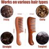 Wooden Wide Tooth Comb for Women Men Kids, Anti-static Detangling Hair Comb for Curly Fine Straight Wet Dry Hair, Natural Sandalwood Styling Comb