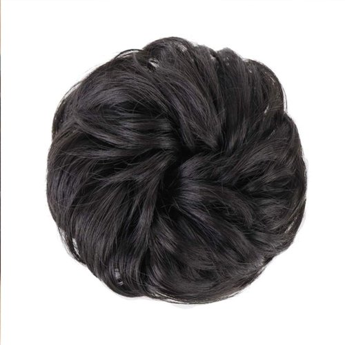 ASAYUMI Messy Bun Hair Piece Hair Bun Scrunchies Synthetic Natural Black Wavy Chignon Ponytail Hair Extensions Thick Updo Hairpieces for Women 1PC