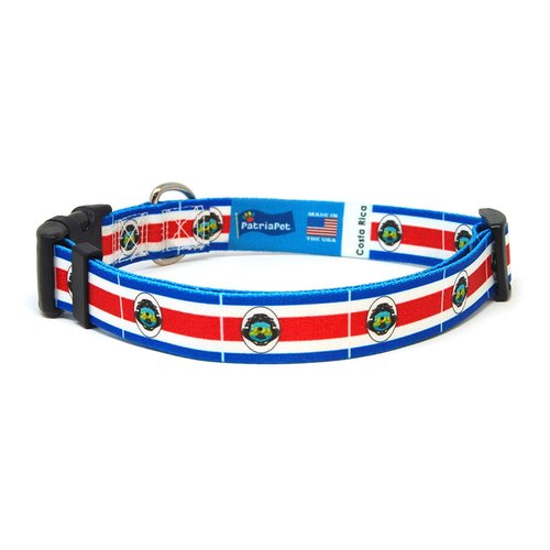 Costa Rica Dog Collar | Costa Rica Flag | Quick-release Buckle | Made in NJ, USA | for Small Dogs