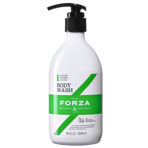 FORZA Moisturizing Body Wash for Men Dry Skin with Tea Tree & Peppermint Oil Natural Ingredients and Refreashing Scent, Reducing irritation and itchy for Skin Shower Gel 16.9oz