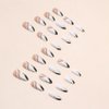 ANDGING French Tip Press on Nails Almond Short Medium White Black Fake Nails Glue on Nails with Bling Glitter Gold Striped Design Acrylic False Nails for Wedding Gel Manicure Stick on Nail with Glue