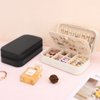 DesignSter Travel Jewelry Box, PU Leather Portable Jewelry Case, Small Jewelry Boxes for Gifts, Travel Jewelry Organizer for Women Rings Earrings Necklaces Bracelets (Beige)