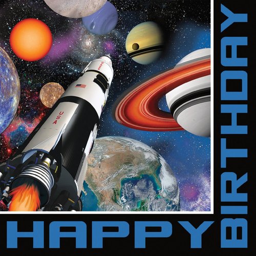 Space Blast Luncheon Napkin Happy Birthday (16) Party Supplies